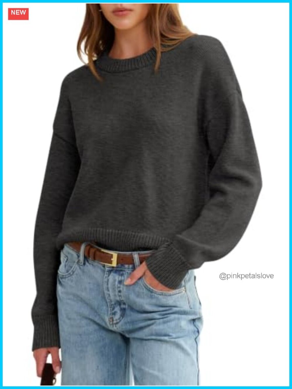 ANRABESS Oversized Wool Blend Pullover Sweater Crewneck